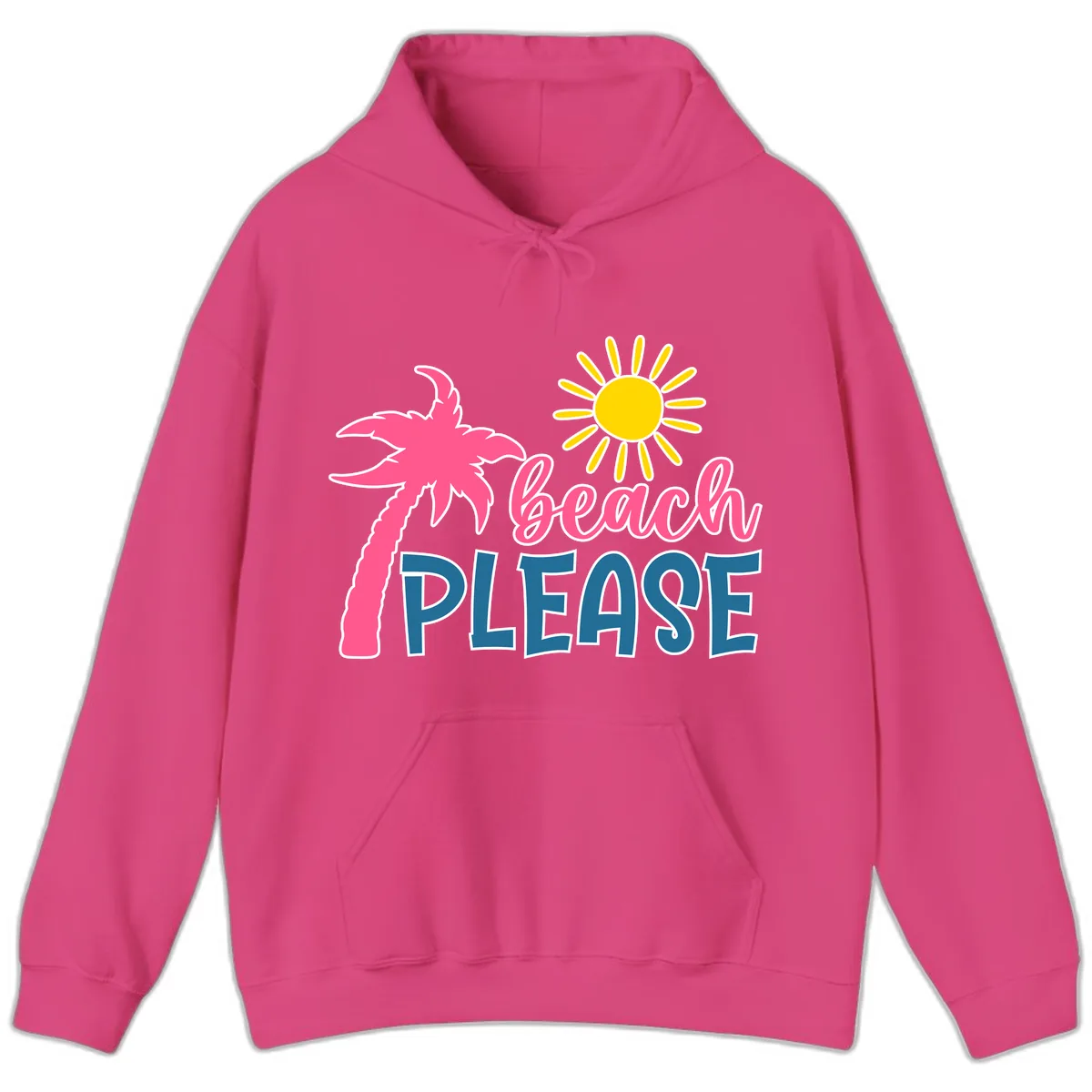 Beach Please Palm Tree Vacation Hoodie in Heliconia