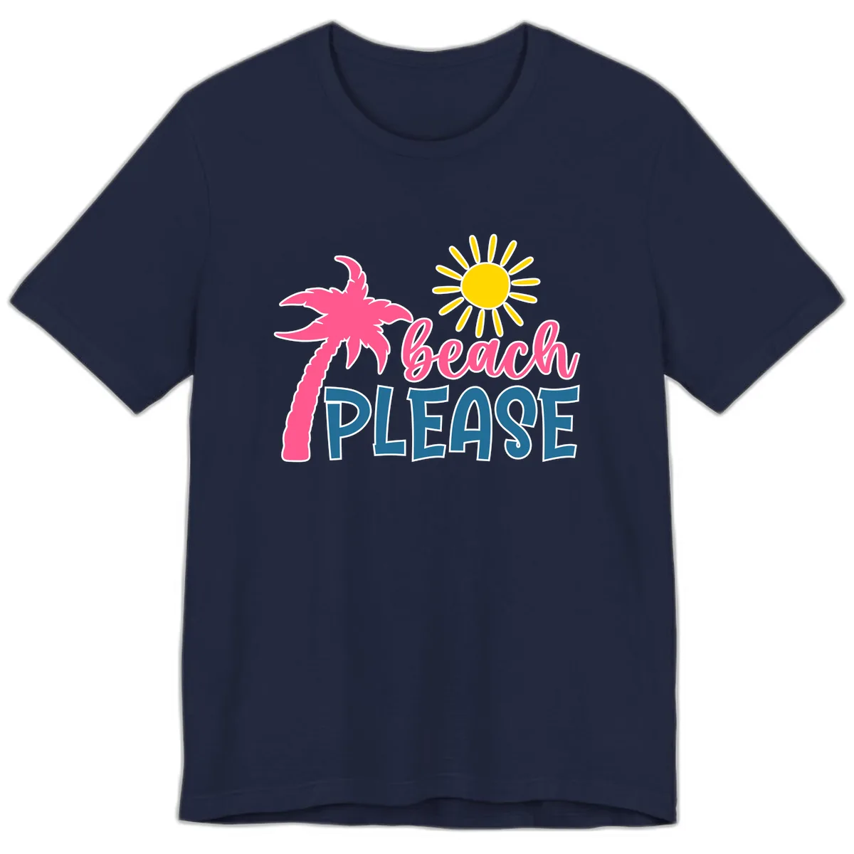Beach Please Palm Tree Vacation Premium T-Shirt in Navy