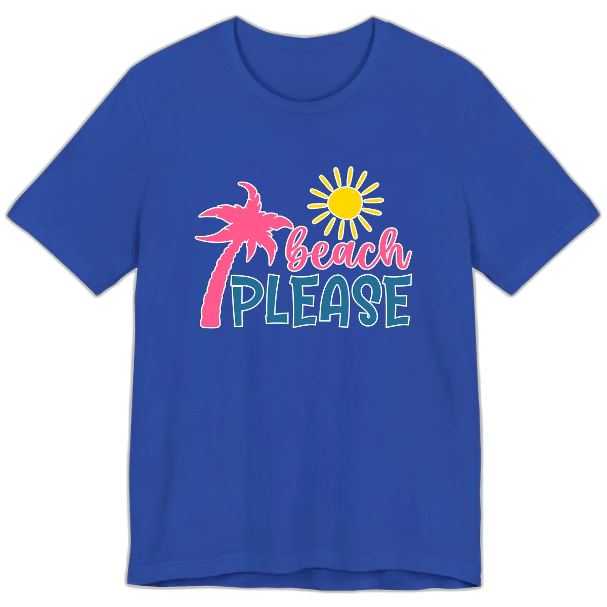 Beach Please Palm Tree Vacation Premium T-Shirt in True Royal