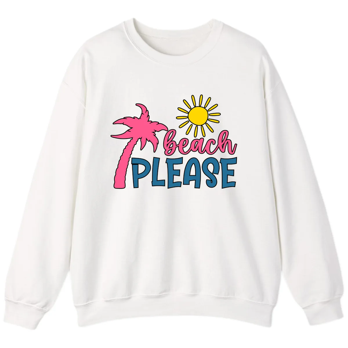 Beach Please Palm Tree Vacation Sweatshirt in White