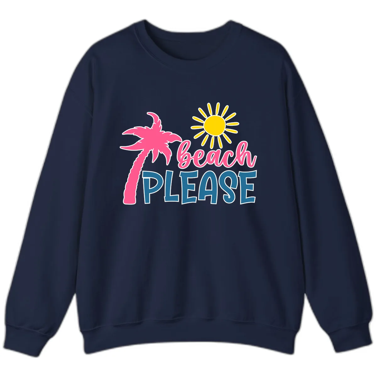 Beach Please Palm Tree Vacation Sweatshirt in Navy