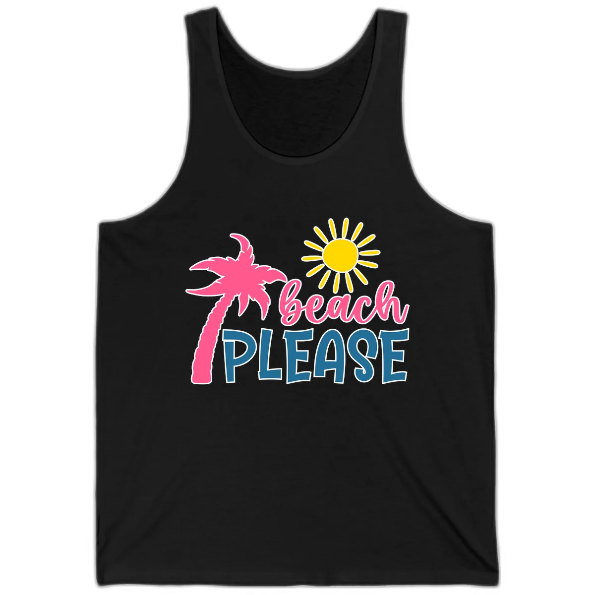 Beach Please Palm Tree Vacation Tank in Black