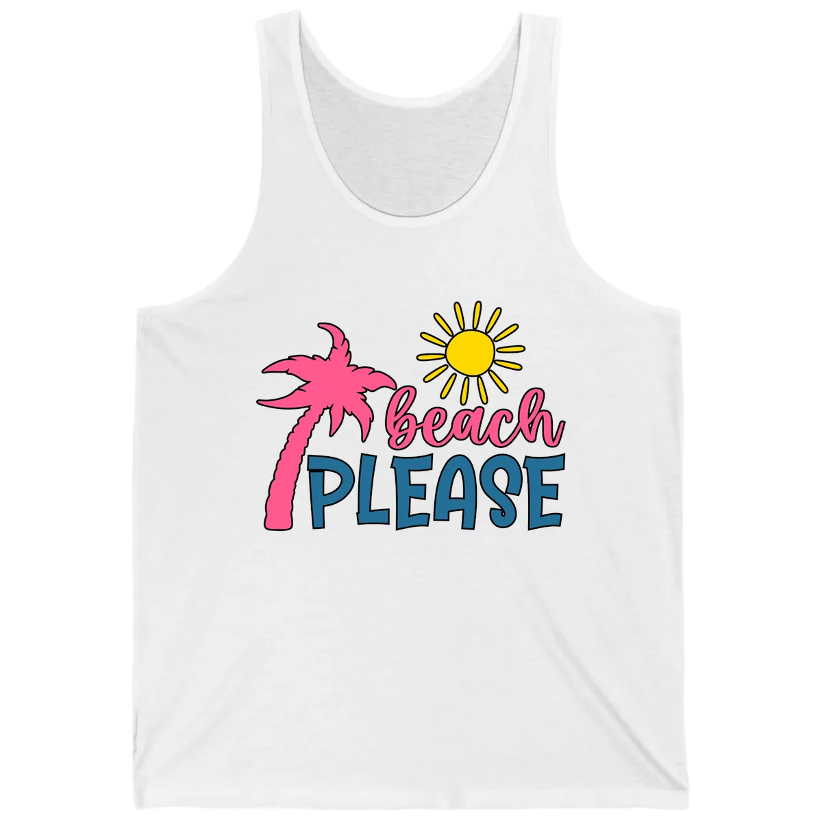 Beach Please Palm Tree Vacation Tank in White
