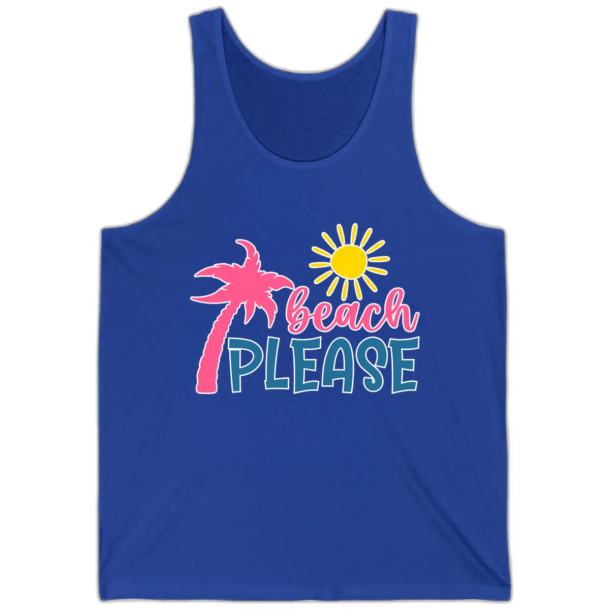 Beach Please Palm Tree Vacation Tank in True Royal