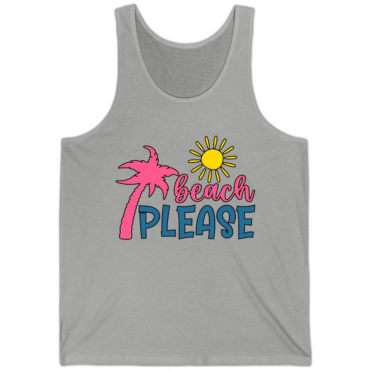 Beach Please Palm Tree Vacation Tank in Athletic Heather