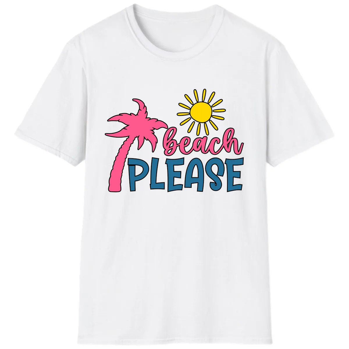 Beach Please Palm Tree Vacation T-Shirt in White