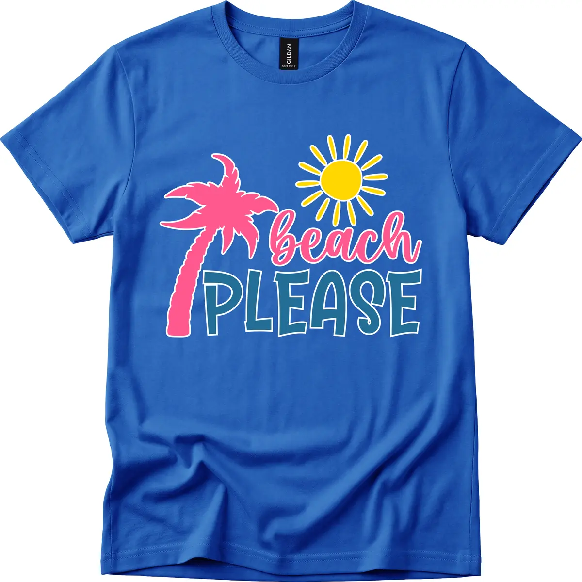 Beach Please Palm Tree Vacation T-Shirt in Royal