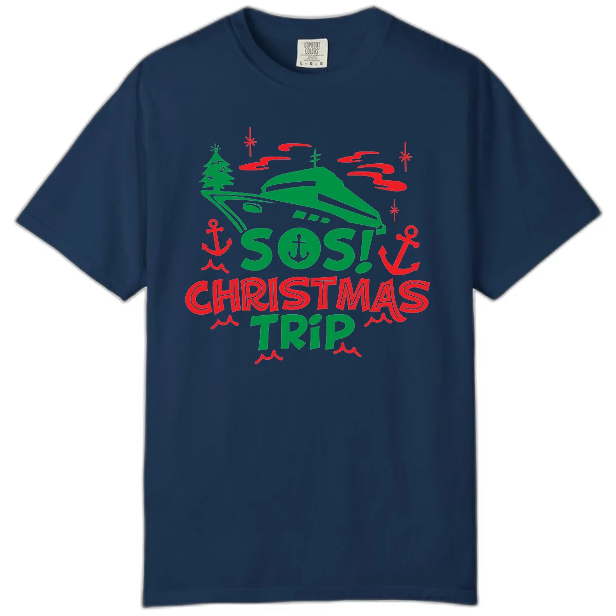 SOS Christmas Trip Comfort Color in Navy