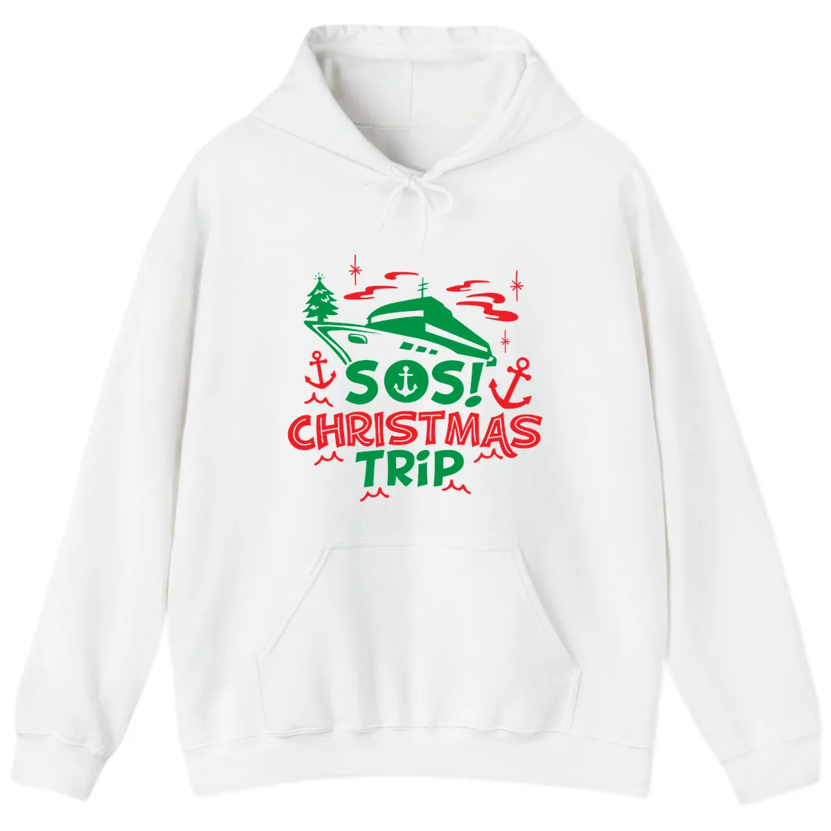 SOS Christmas Trip Hoodie in White