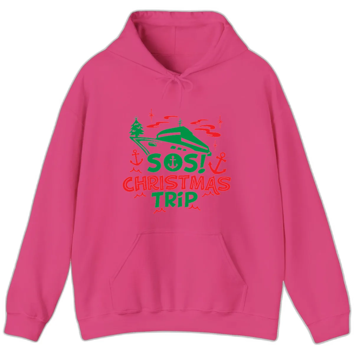 SOS Christmas Trip Hoodie in Heliconia