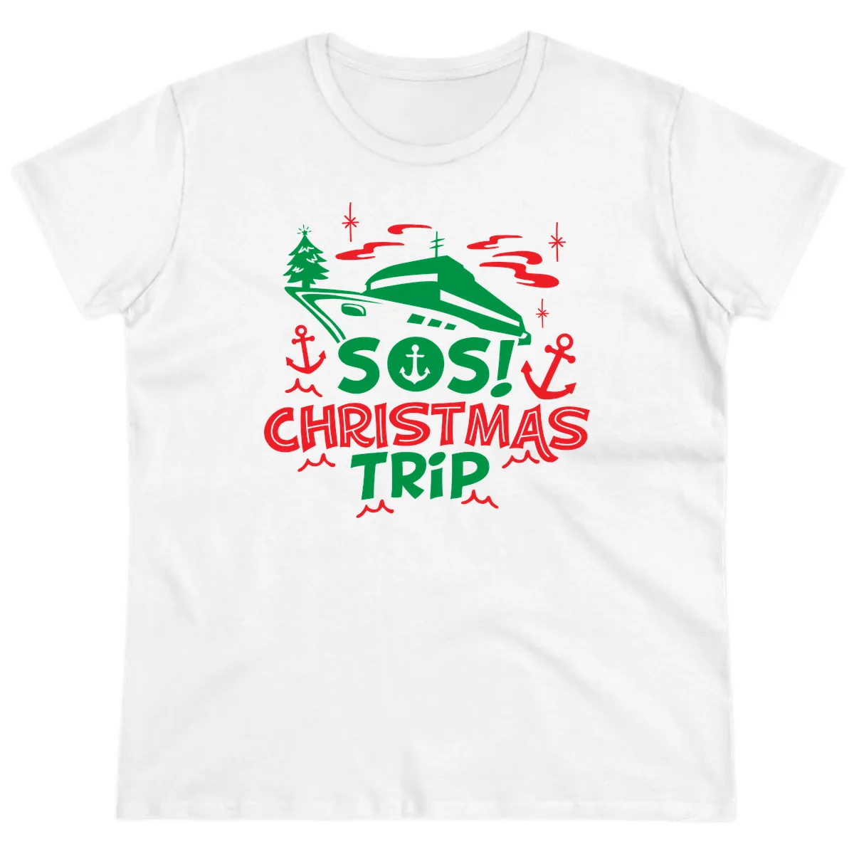 SOS Christmas Trip Ladies Tee in White