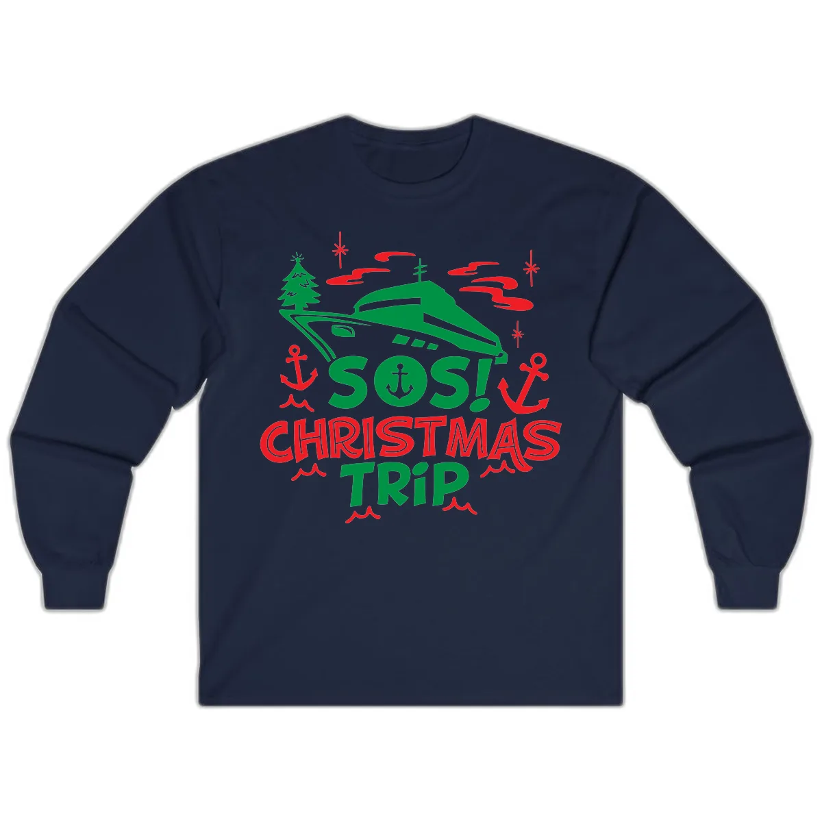 SOS Christmas Trip Long Sleeve in Navy
