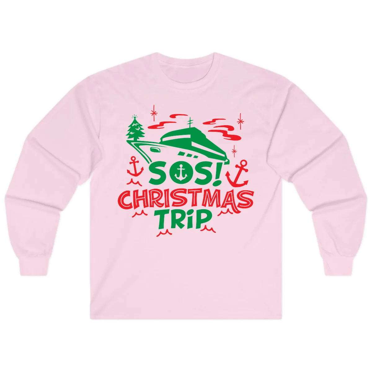 SOS Christmas Trip Long Sleeve in Light Pink