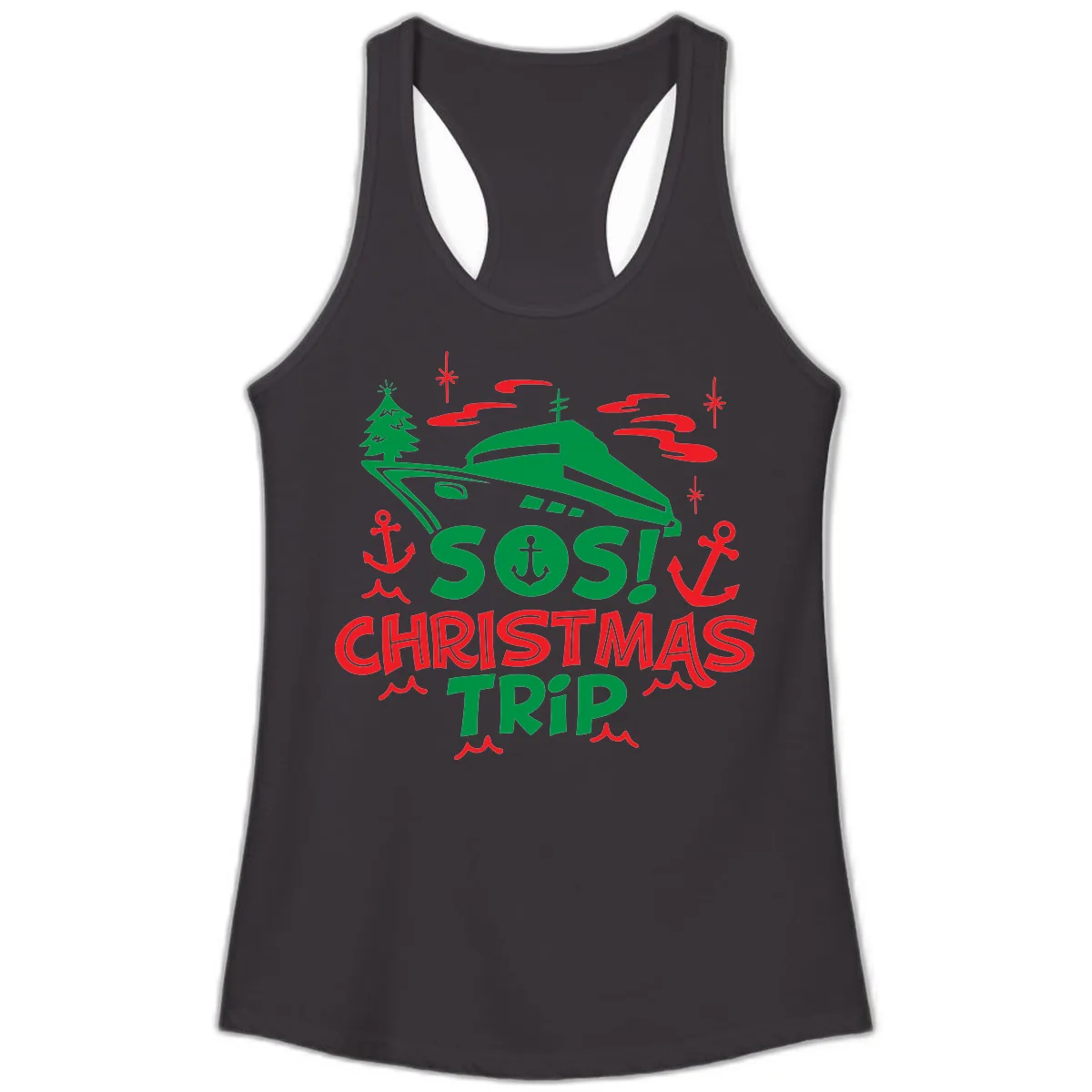 SOS Christmas Trip Ladies Tank in Black