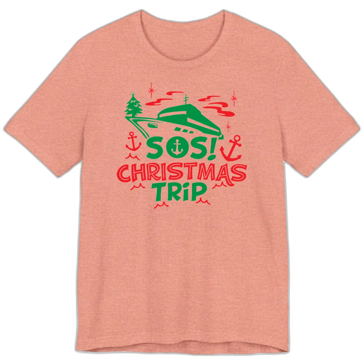 SOS Christmas Trip Premium T-Shirt in Heather Sunset