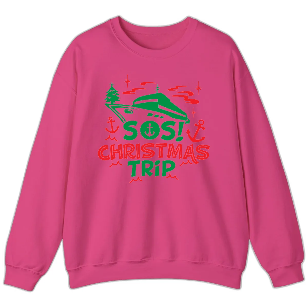 SOS Christmas Trip Sweatshirt in Heliconia