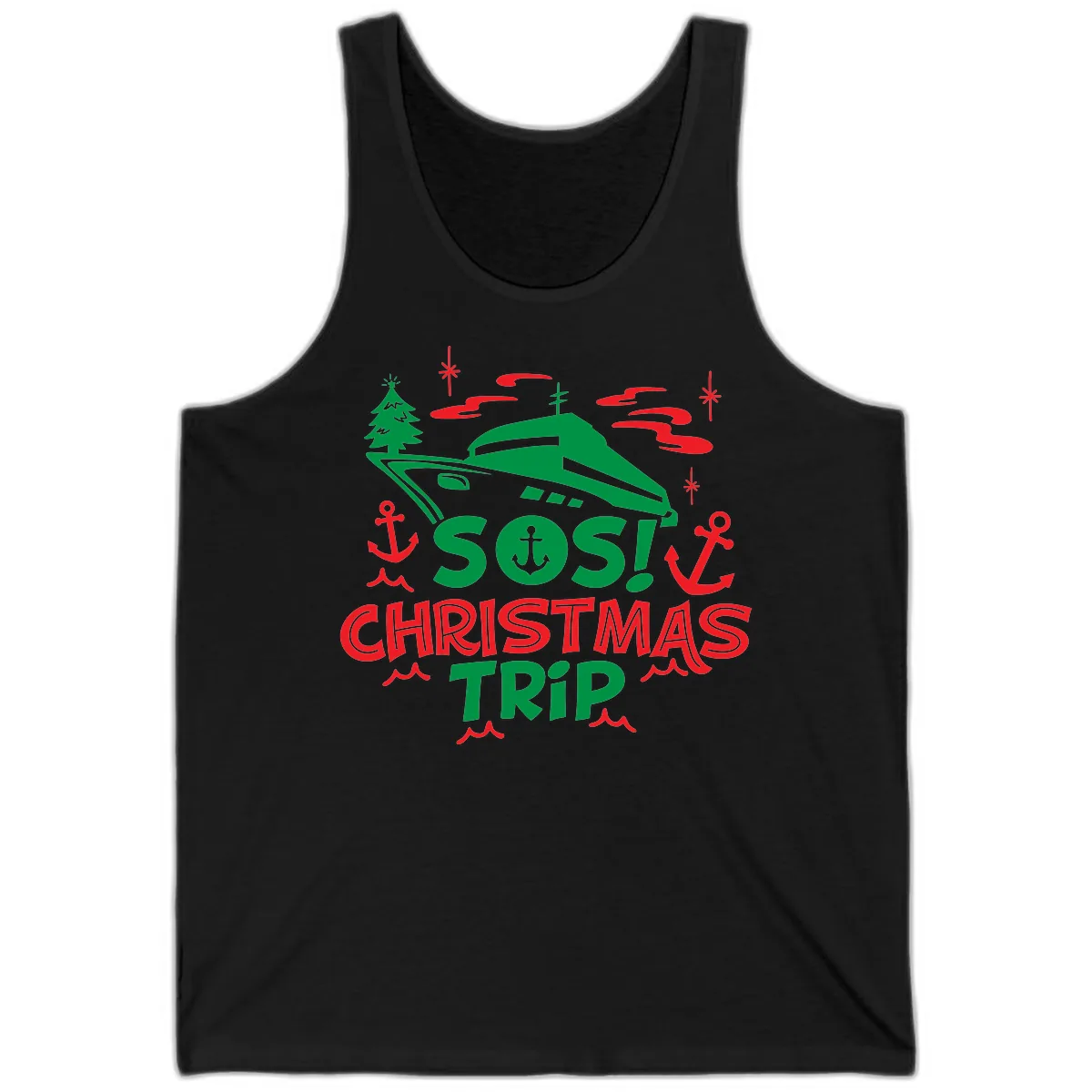 SOS Christmas Trip Tank in Black