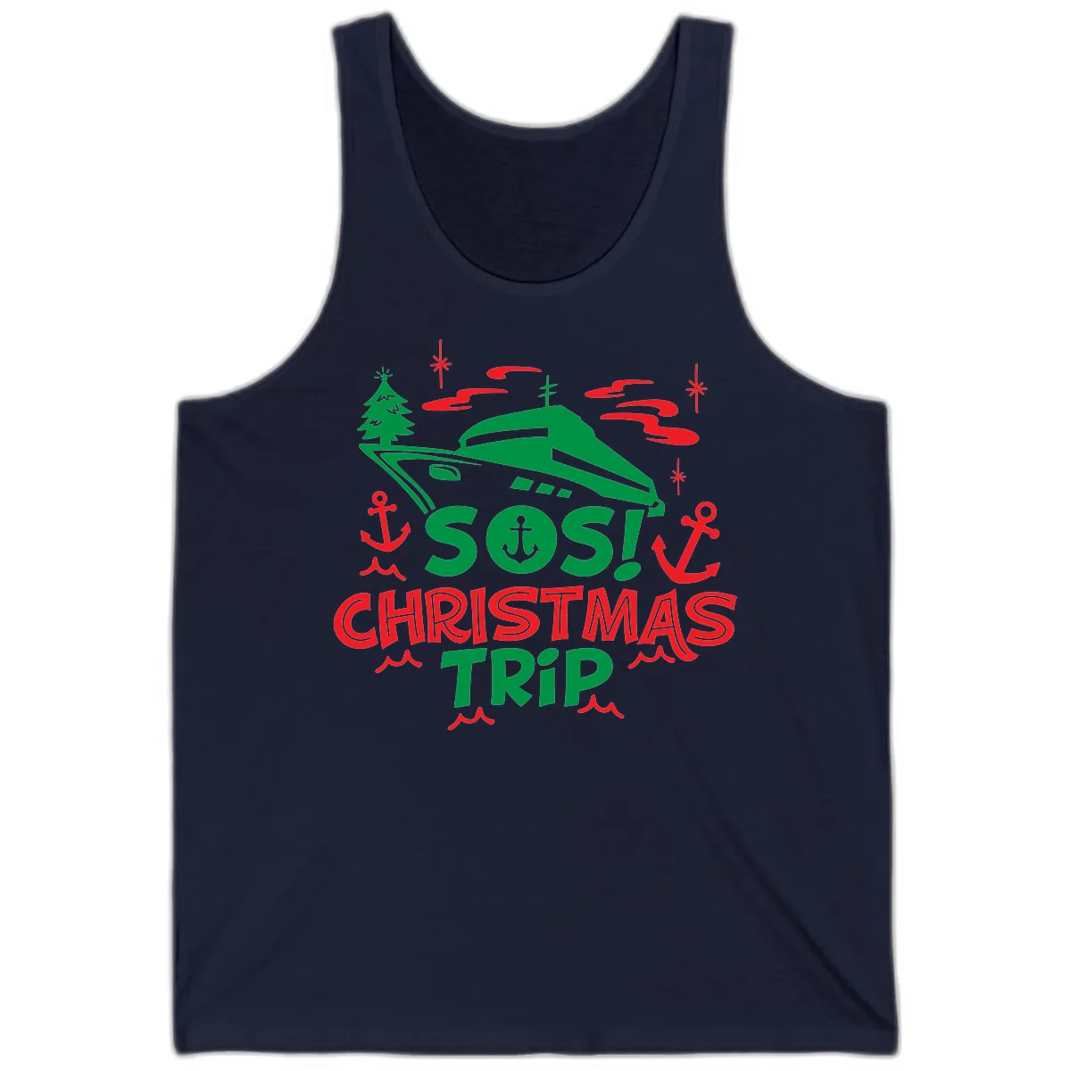 SOS Christmas Trip Tank in Navy