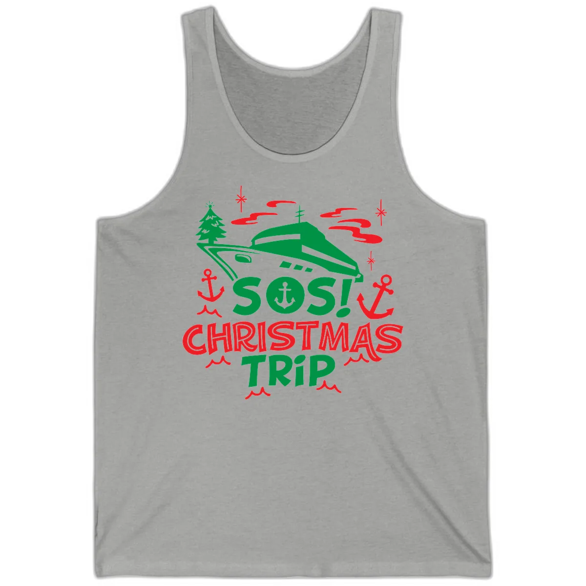 SOS Christmas Trip Tank in Athletic Heather