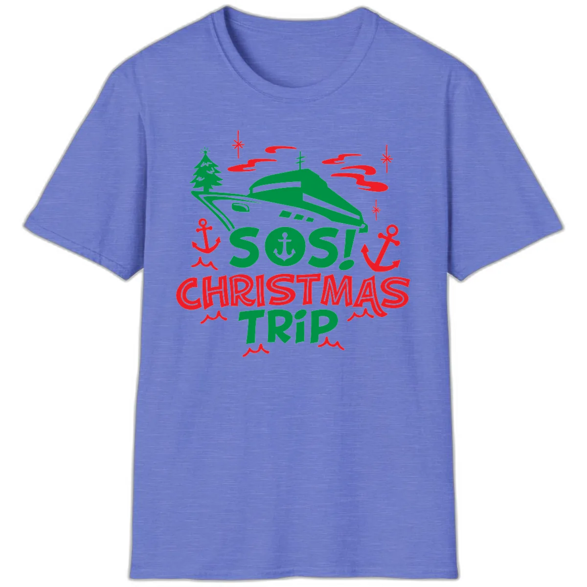 SOS Christmas Trip T-Shirt in Heather Royal