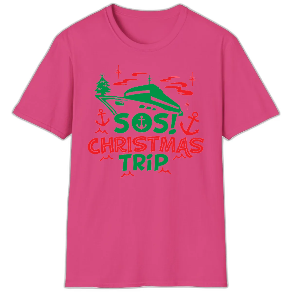 SOS Christmas Trip T-Shirt in Heliconia