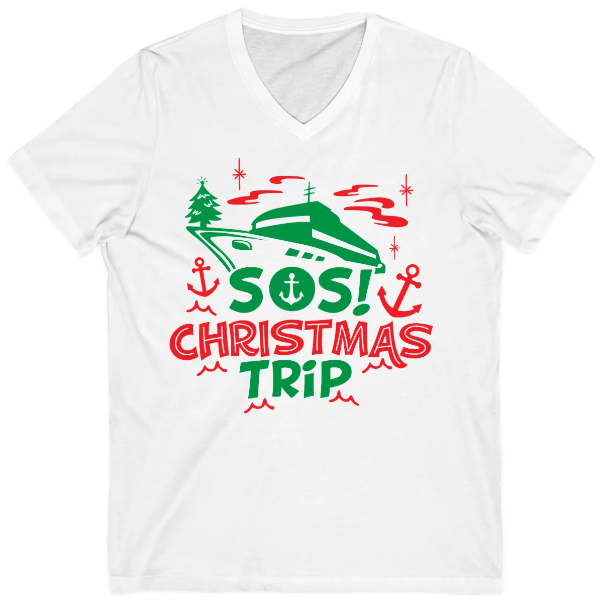 SOS Christmas Trip V-Neck in White