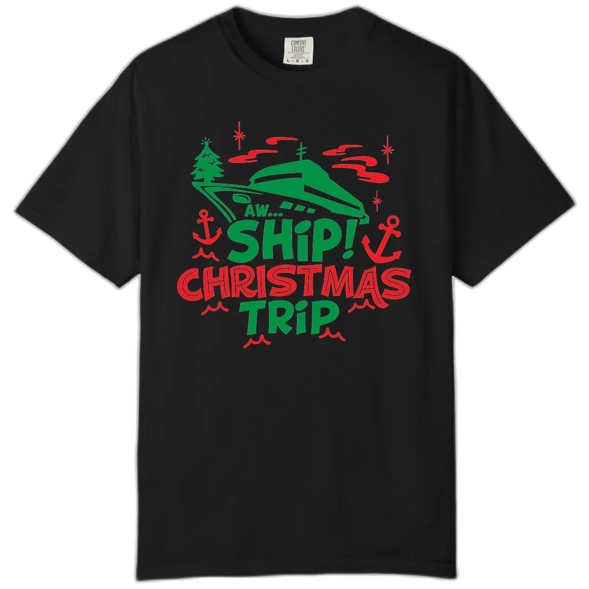 Aww Ship Christmas Trip Comfort Color in Black