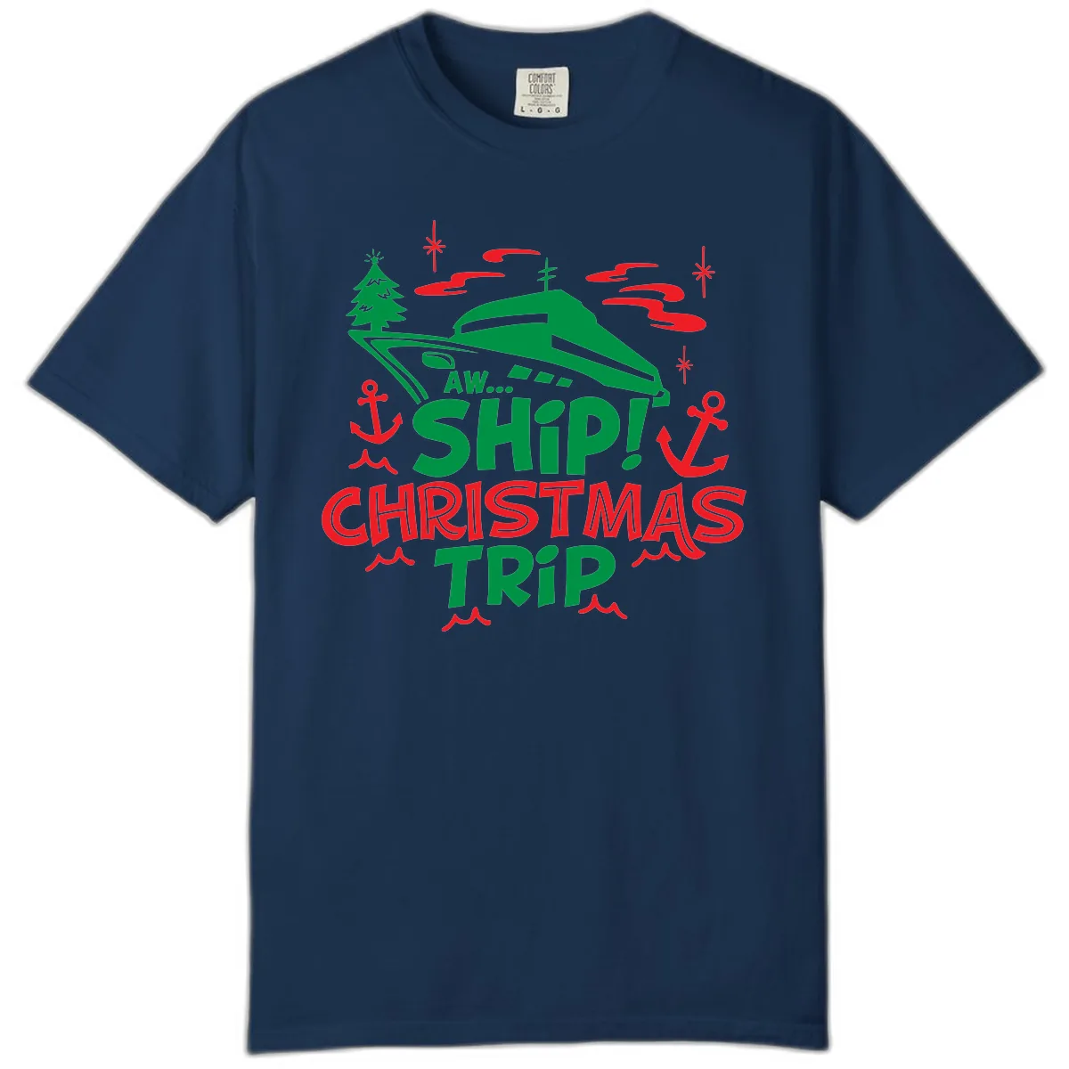 Aww Ship Christmas Trip Comfort Color in Navy