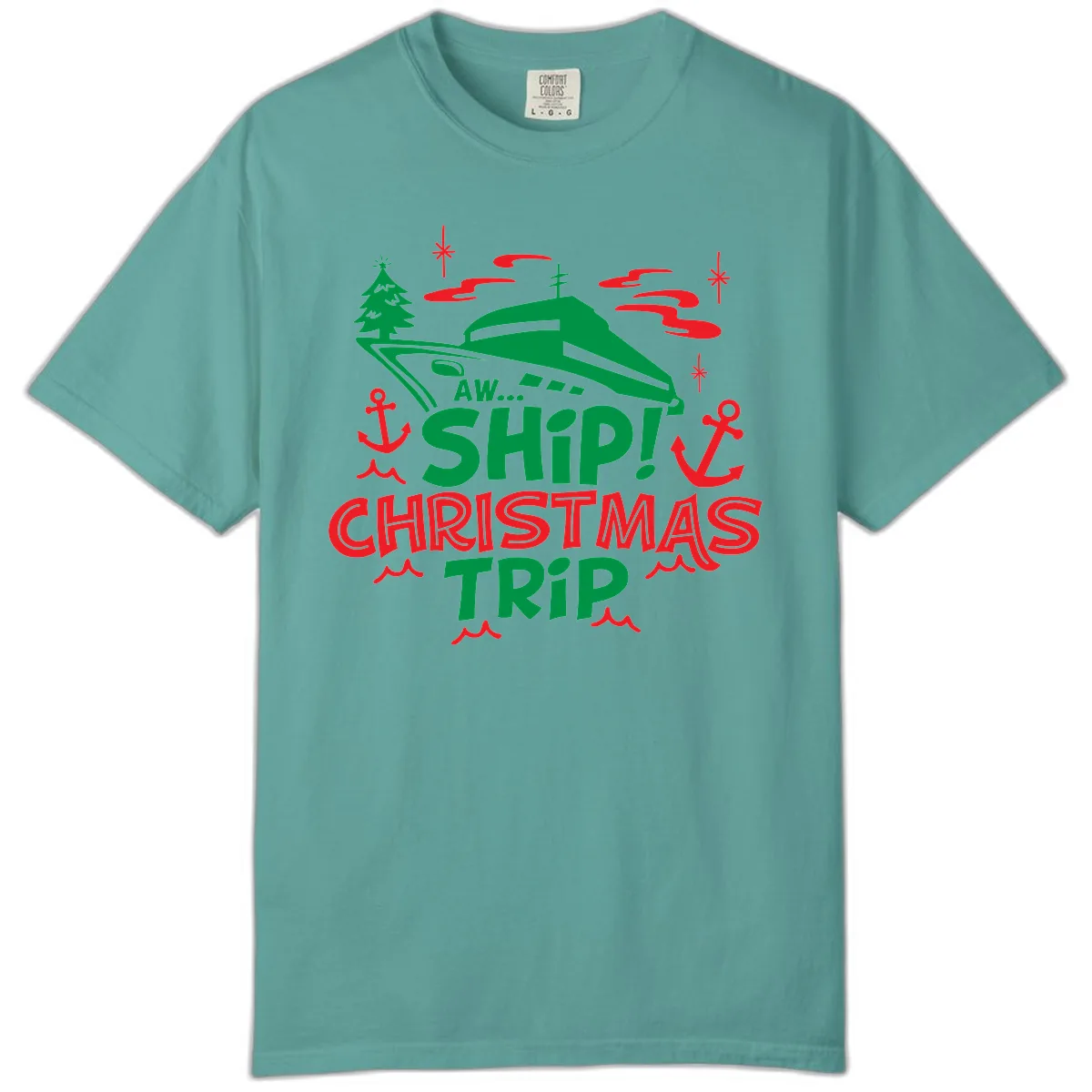 Aww Ship Christmas Trip Comfort Color in Seafoam