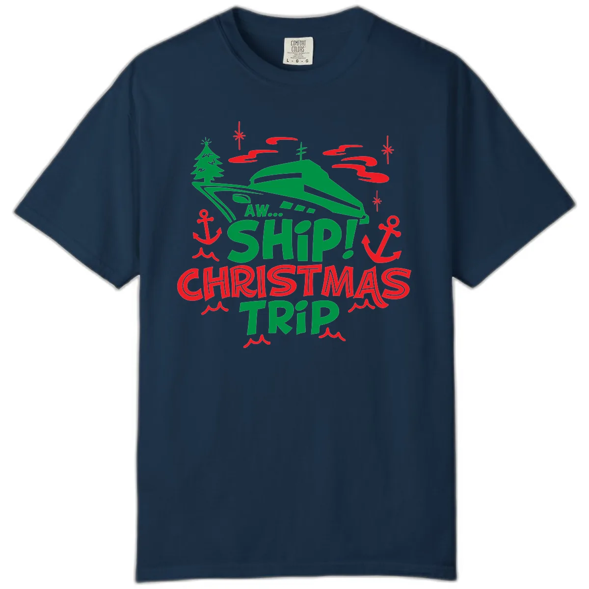 Aww Ship Christmas Trip Comfort Color in True Navy