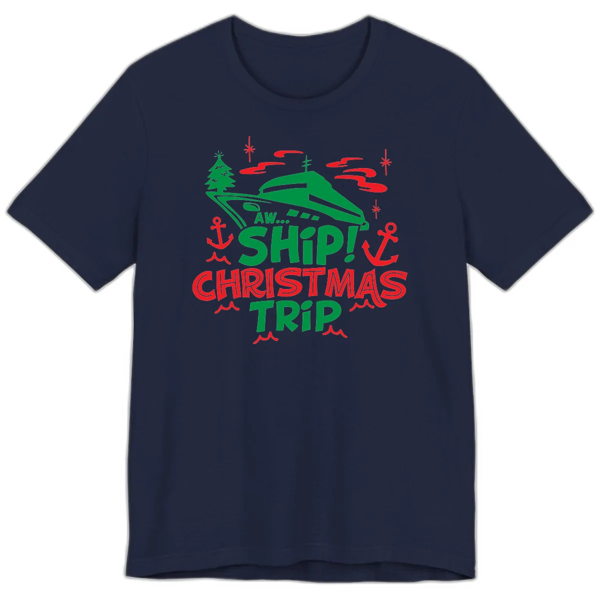 Aww Ship Christmas Trip Premium T-Shirt in Navy