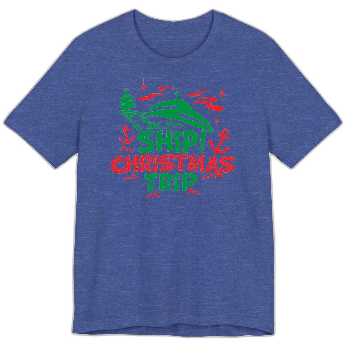 Aww Ship Christmas Trip Premium T-Shirt in Heather True Royal