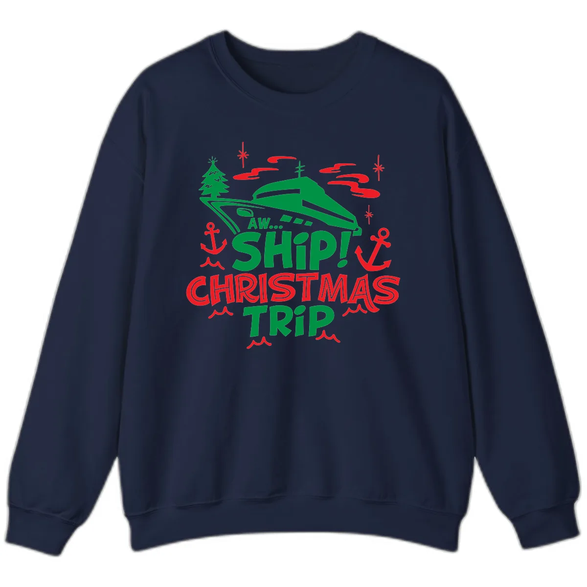 Aww Ship Christmas Trip Sweatshirt in Navy