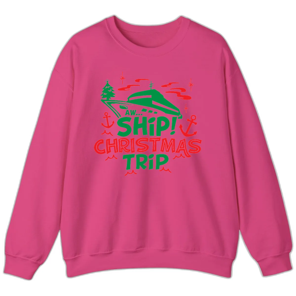 Aww Ship Christmas Trip Sweatshirt in Heliconia