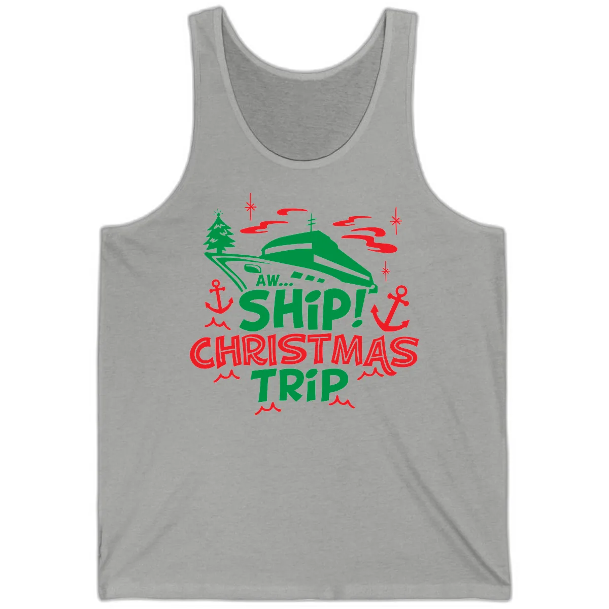 Aww Ship Christmas Trip Tank in Athletic Heather