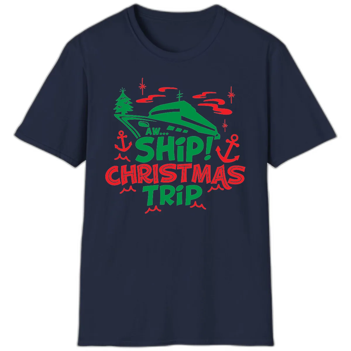 Aww Ship Christmas Trip T-Shirt in Navy