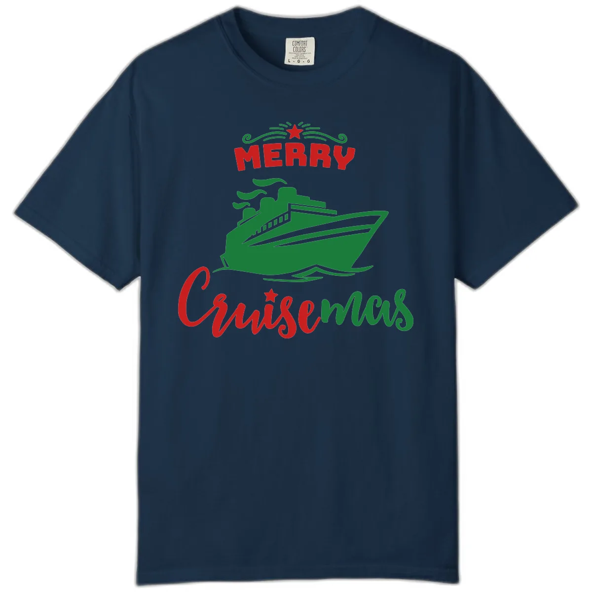 Merry Cruise-mas Ship Comfort Color in True Navy