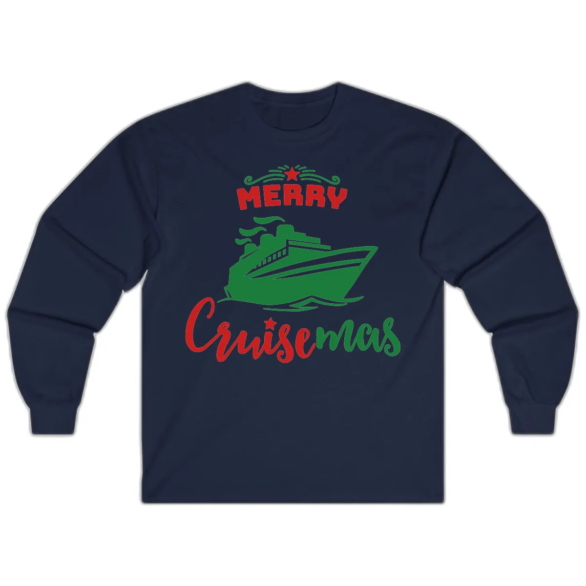 Merry Cruise-mas Ship Long Sleeve in Navy