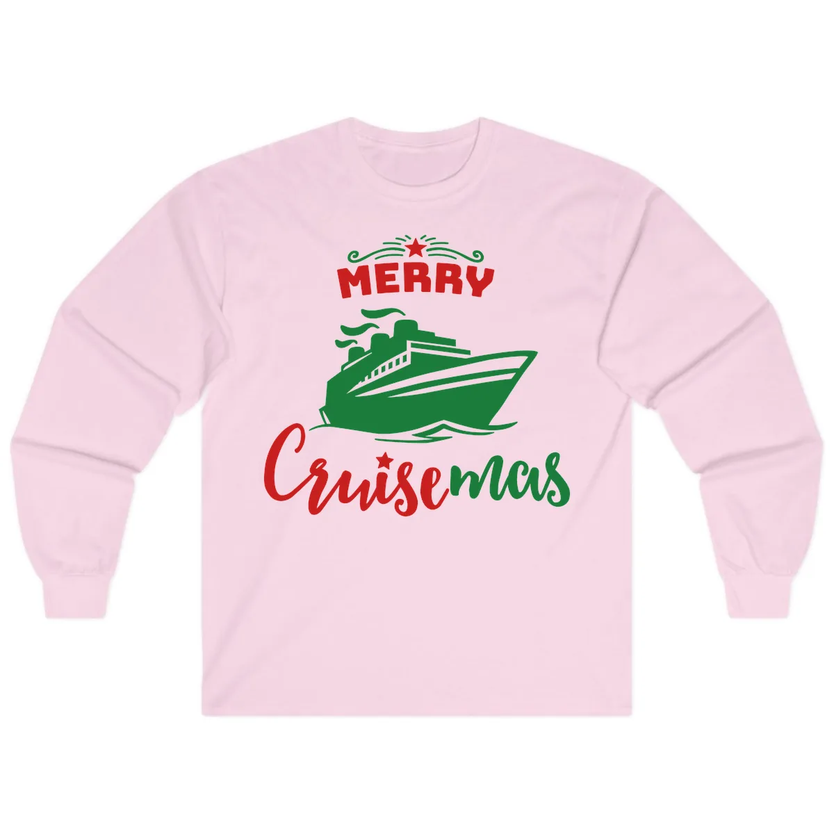 Merry Cruise-mas Ship Long Sleeve in Light Pink