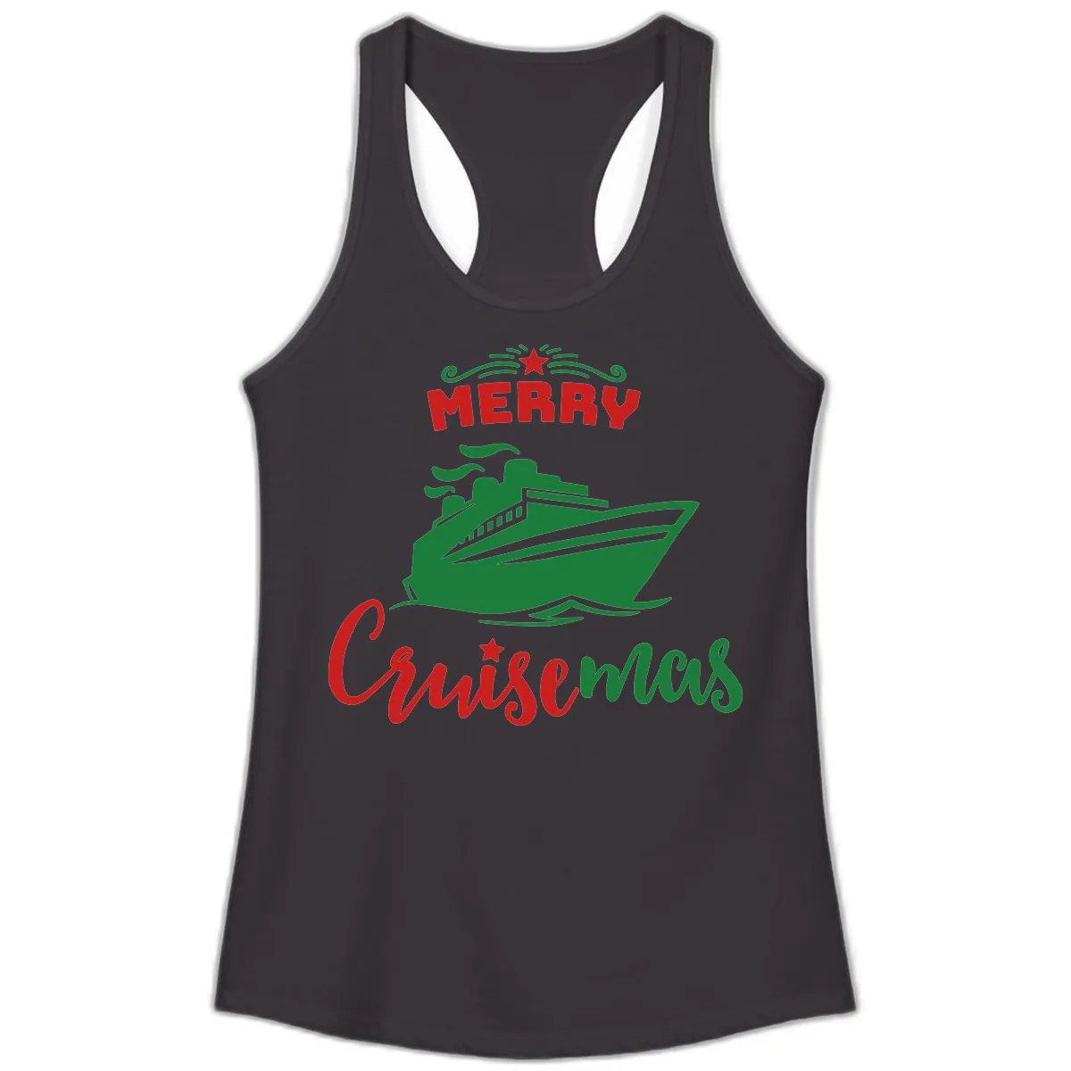 Merry Cruise-mas Ship Ladies Tank in Black