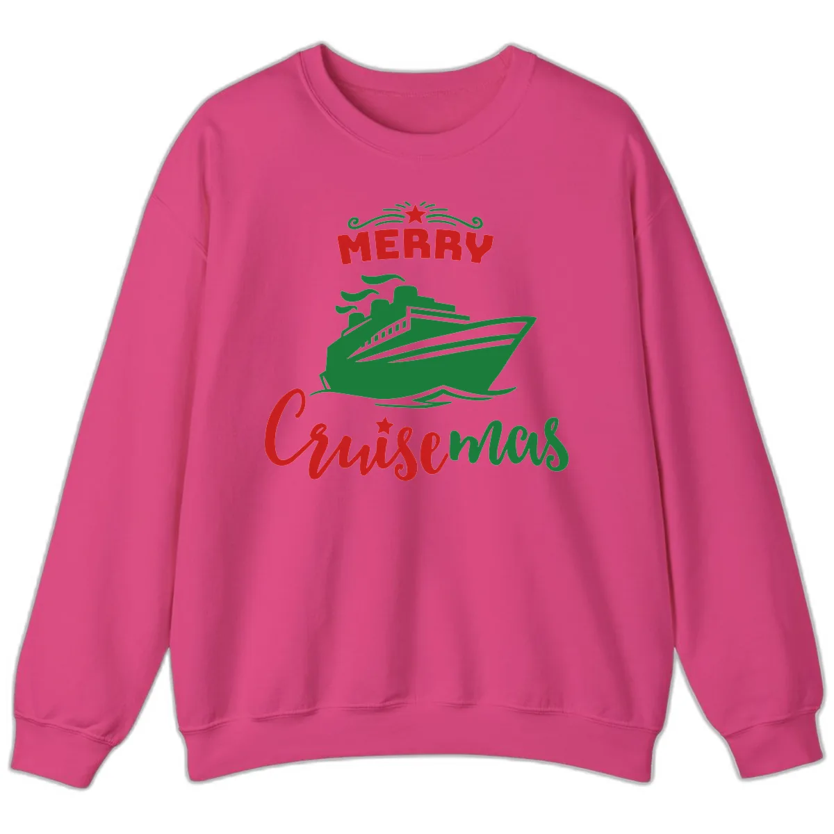 Merry Cruise-mas Ship Sweatshirt in Heliconia