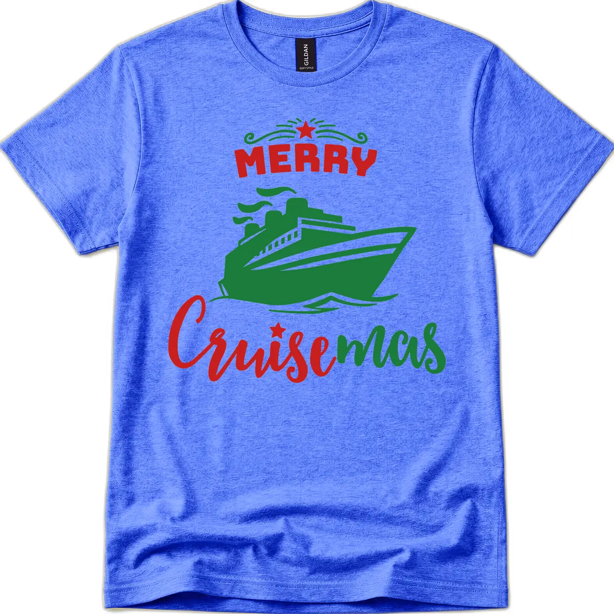 Merry Cruise-mas Ship T-Shirt in Heather Royal