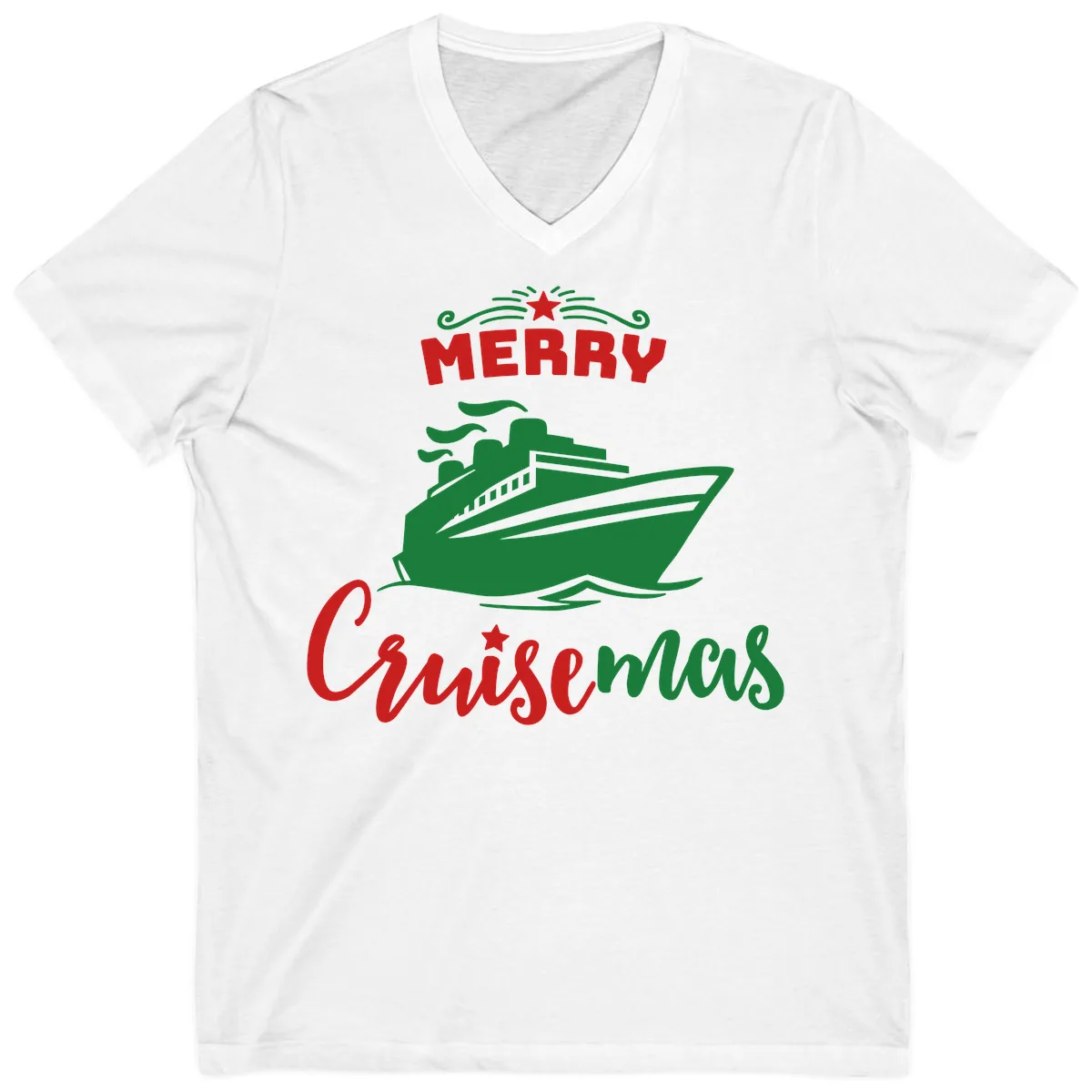 Merry Cruise-mas Ship V-Neck in White