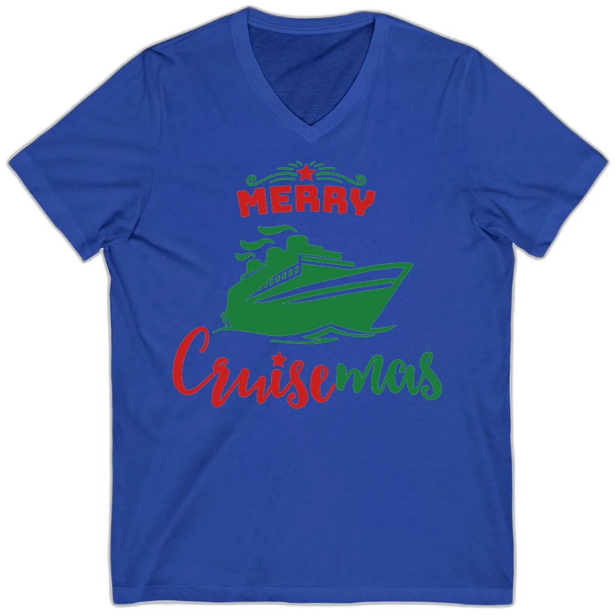 Merry Cruise-mas Ship V-Neck in True Royal