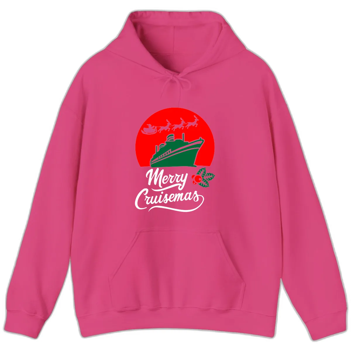 Merry Cruisemas Hoodie in Heliconia