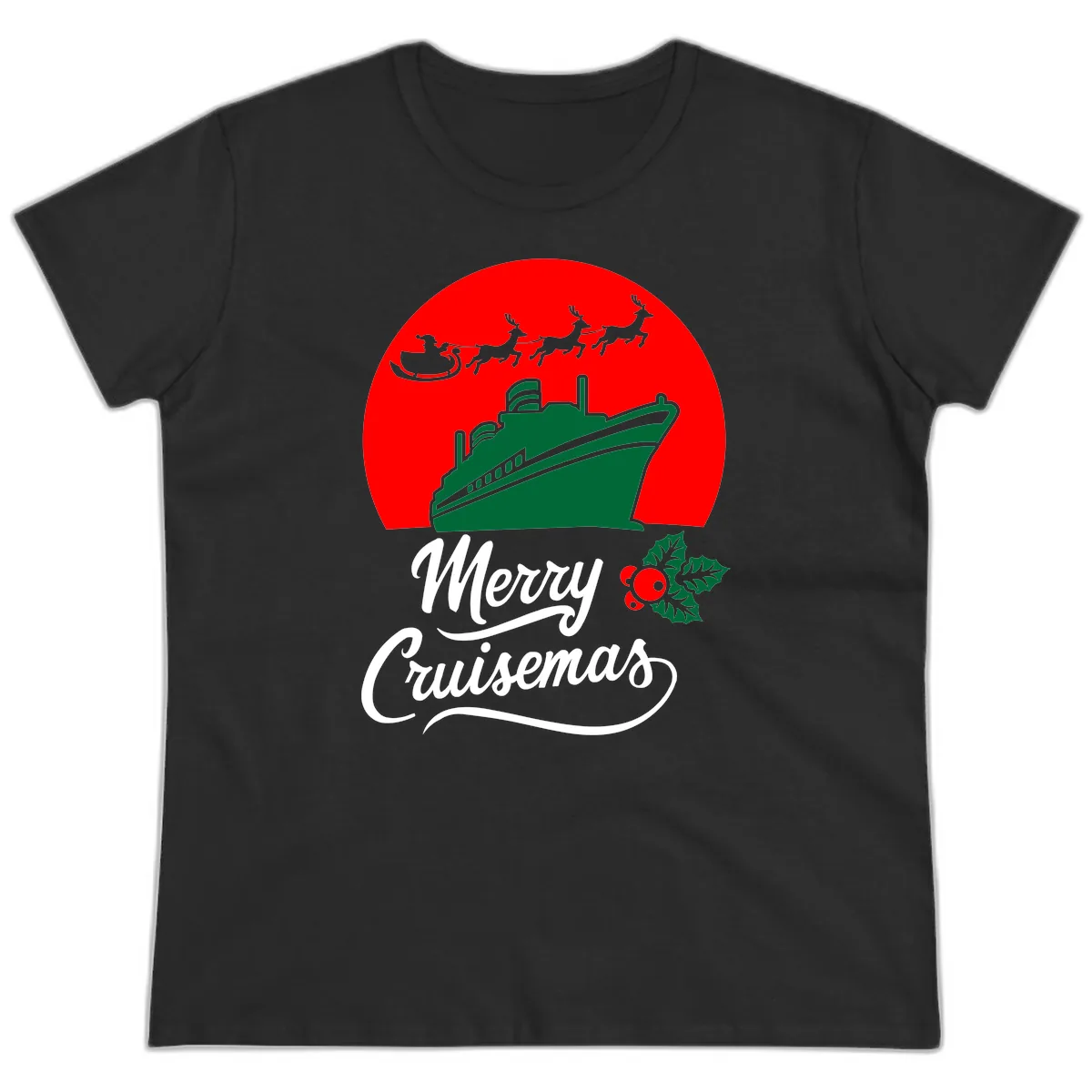 Merry Cruisemas Ladies Tee in Black