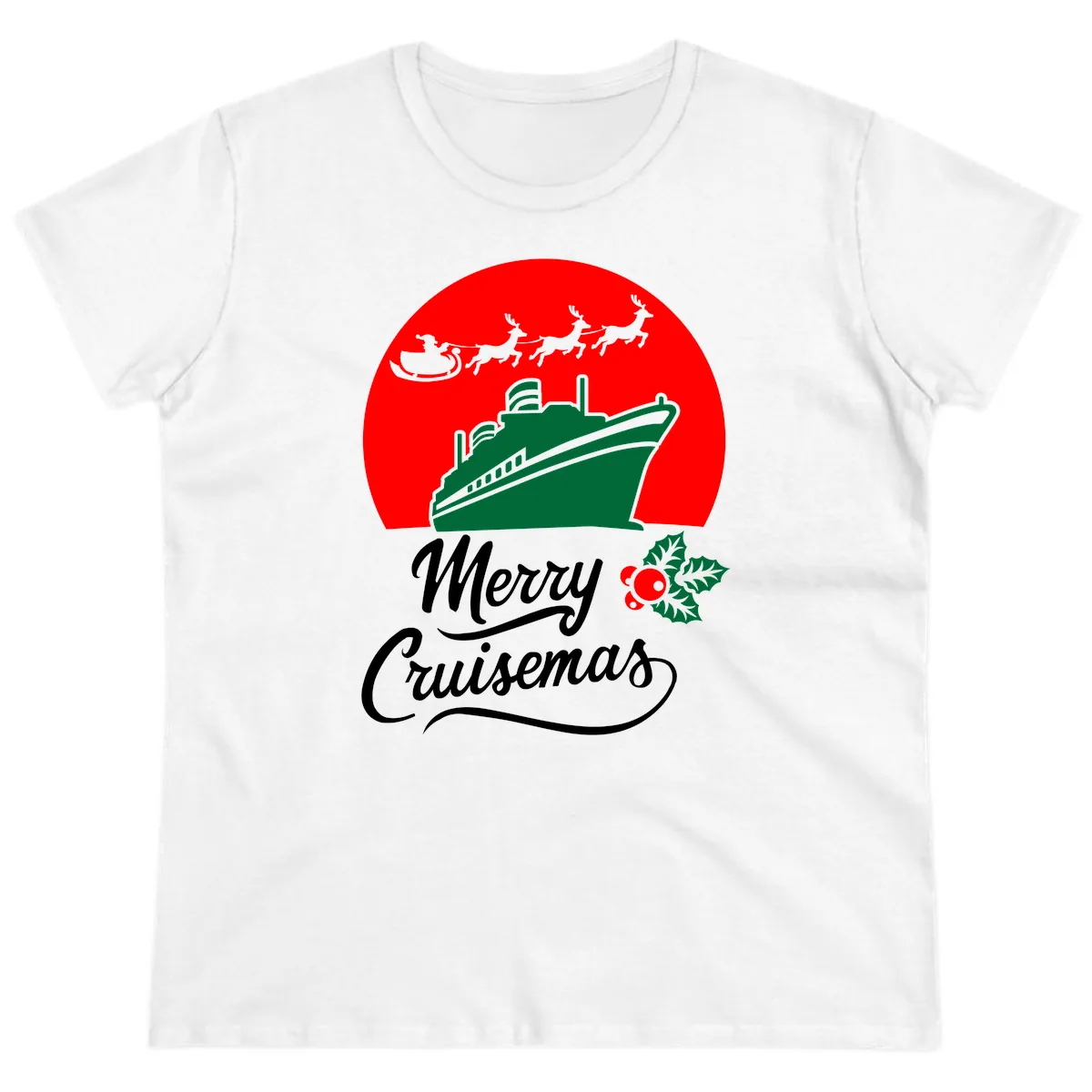 Merry Cruisemas Ladies Tee in White