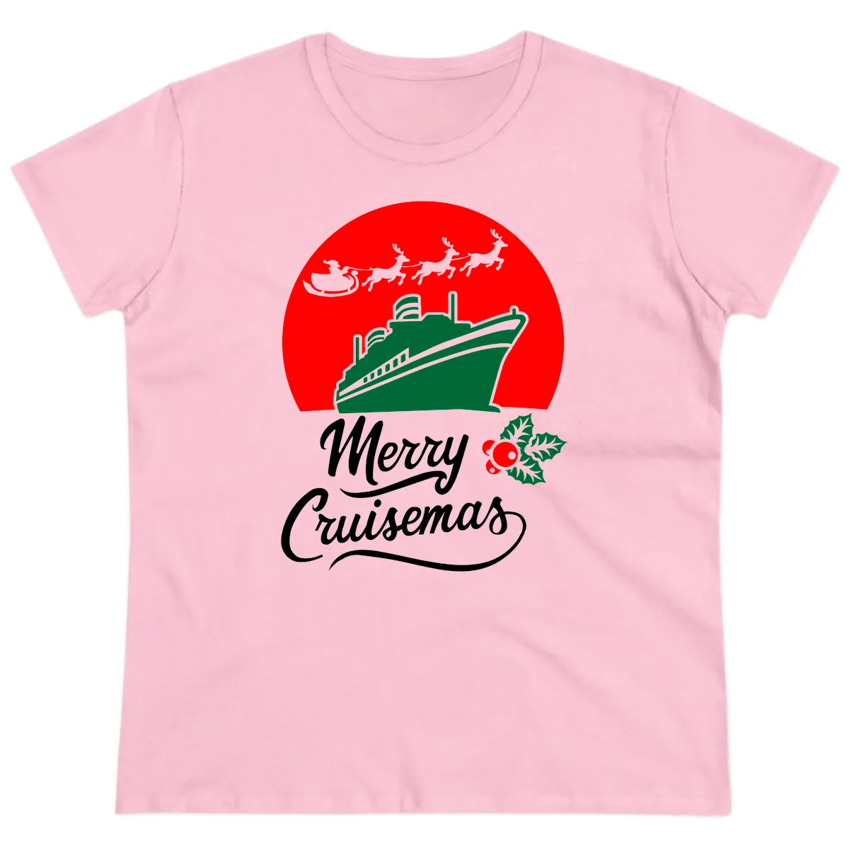 Merry Cruisemas Ladies Tee in Light Pink