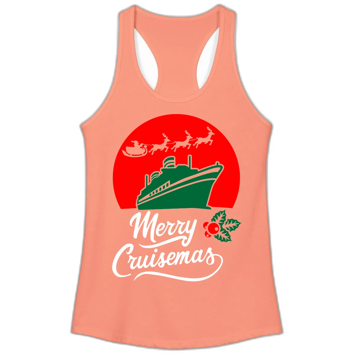 Merry Cruisemas Ladies Tank in Solid Light Orange