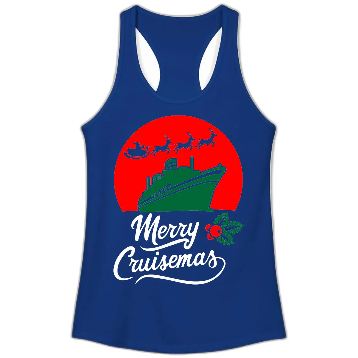 Merry Cruisemas Ladies Tank in Solid Royal